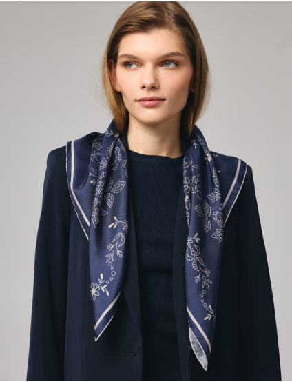 Картинка Шовкова хустина «Мереживо» Navy